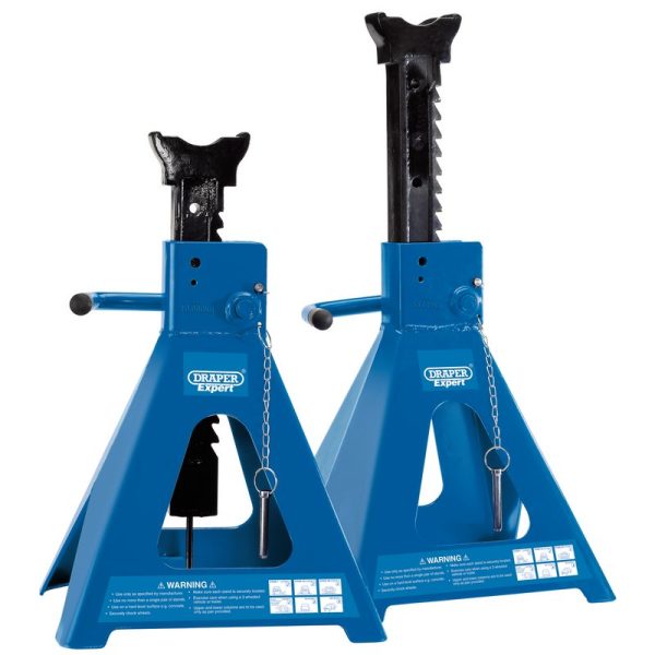 Draper 10 Ton Ratchet Axle Stands with Gas Ram (pair)